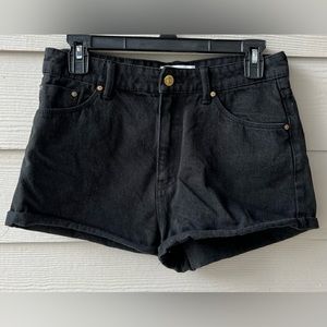 MANGO Black Denim Rolled Shorts in Black
